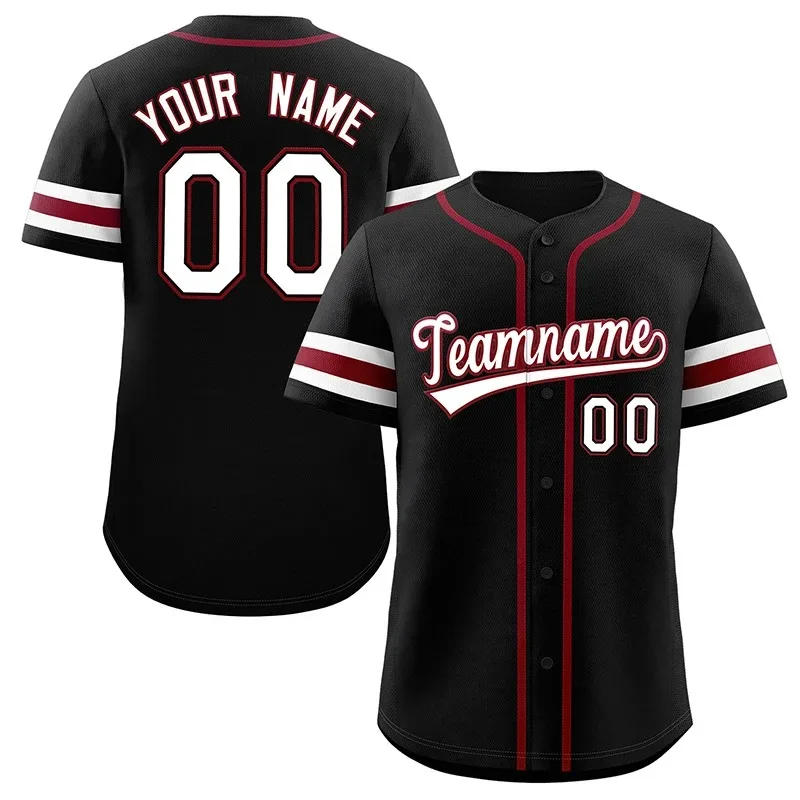 Unisex Black & White Red Baseball Jersey – Custom Name & Number - Image 1