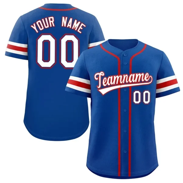 Unisex Blue & White Red Baseball Jersey – Custom Name & Number