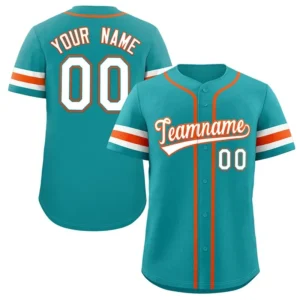 Unisex Teal & White Orange Baseball Jersey – Custom Name & Number