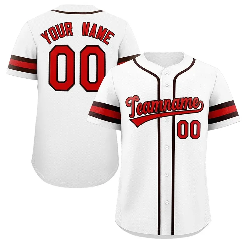 Unisex White & Red Black Baseball Jersey – Custom Name & Number - Image 1